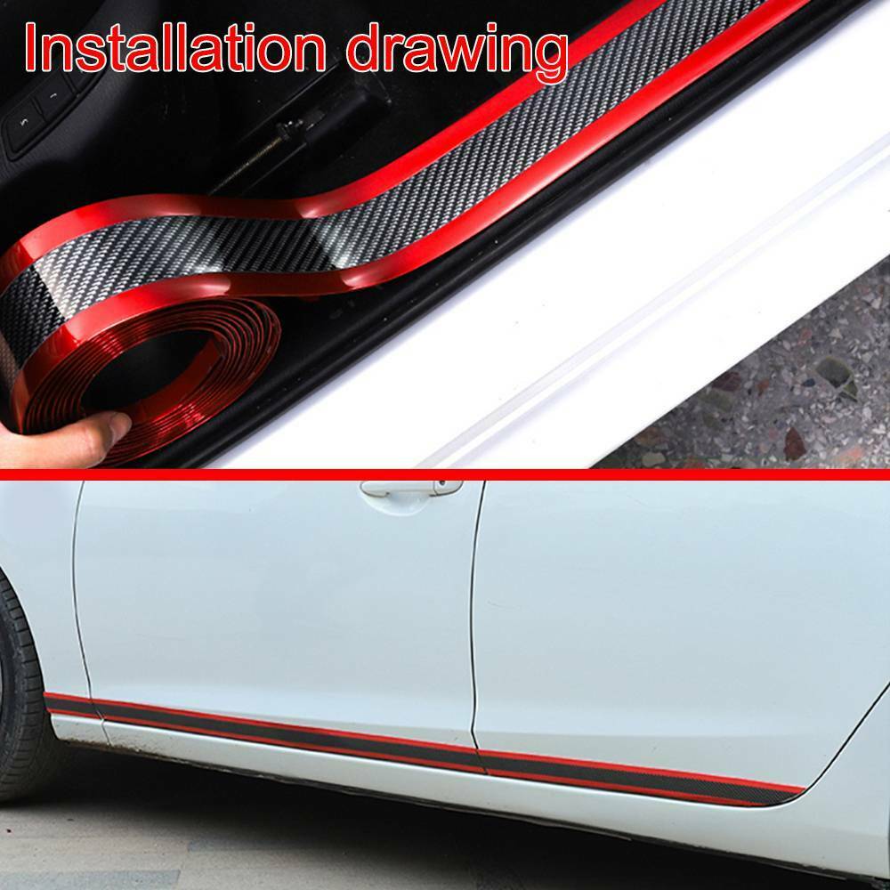 1 Meter Carbon Fiber Rubber Moulding Strip Rubber for Car Door Pedal Trim Bumper DIY Door Sill Protector Edge Guard Car