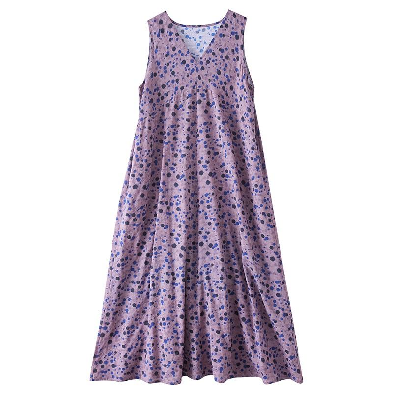 Sleeveless Plus Size Cotton Vintage Floral New In Dresses for Women Casual Loose Long Summer Dress