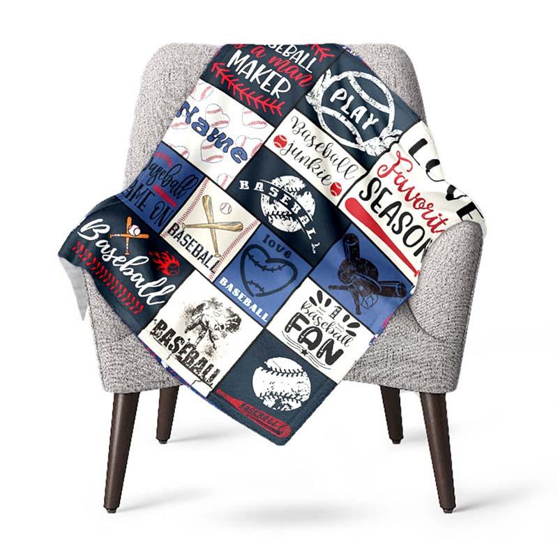 Blue Ball Customize Your Name Blanket Used For Chair Office Sofa Bed Camping Soft And Warm Giving Friends And Relatives Birthday Graduation Gift