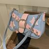 New Korean version underarm bag women's spring foreign style contrasting color shoulder bag casual personalized chain denim women's bag