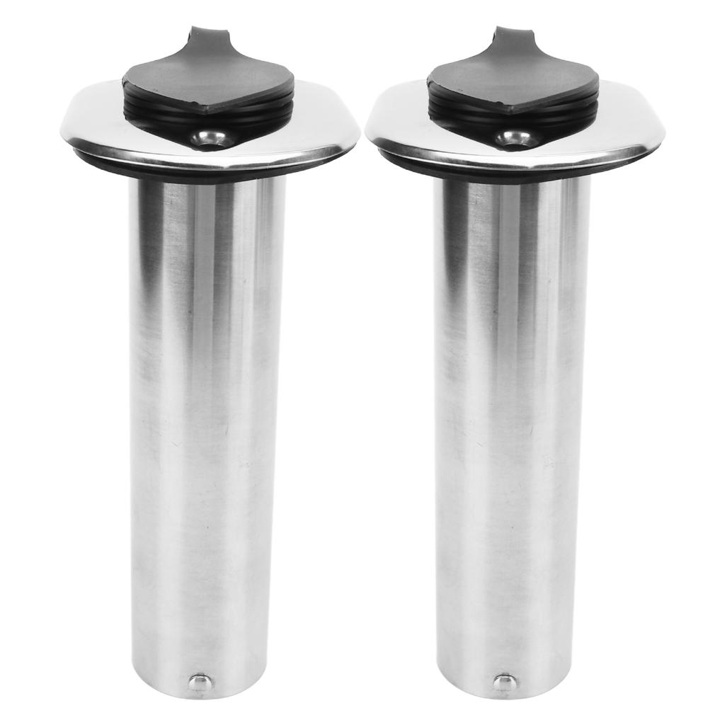 2pcs Boat Fishing Rod Holder 8.5in 316 Stainless Steel UV PVC Liner 90 Degrees  Flange Flush Mount for Yacht