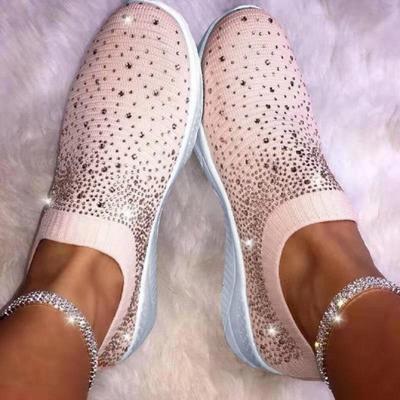 Women Flat Crystals Sneakers Breathable Casual Shoes Sport Shoes Outdoors