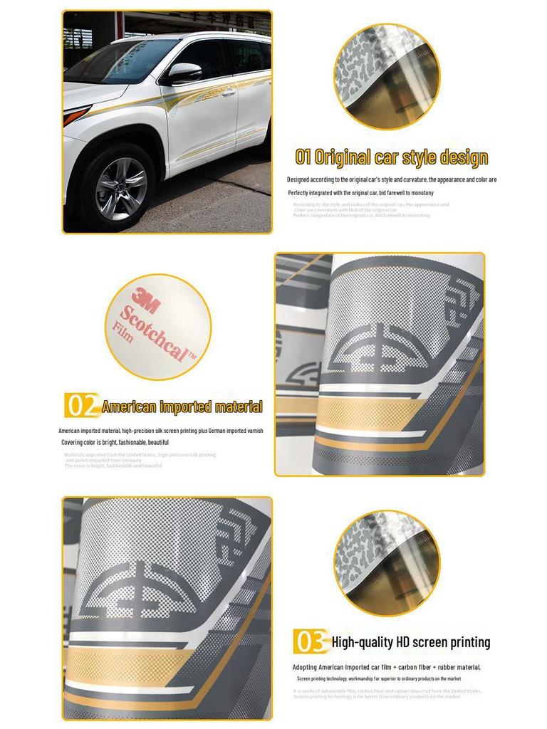 Fangchengbao 2023 Creative Car Side Decal – Large Letter Pinstripe Design