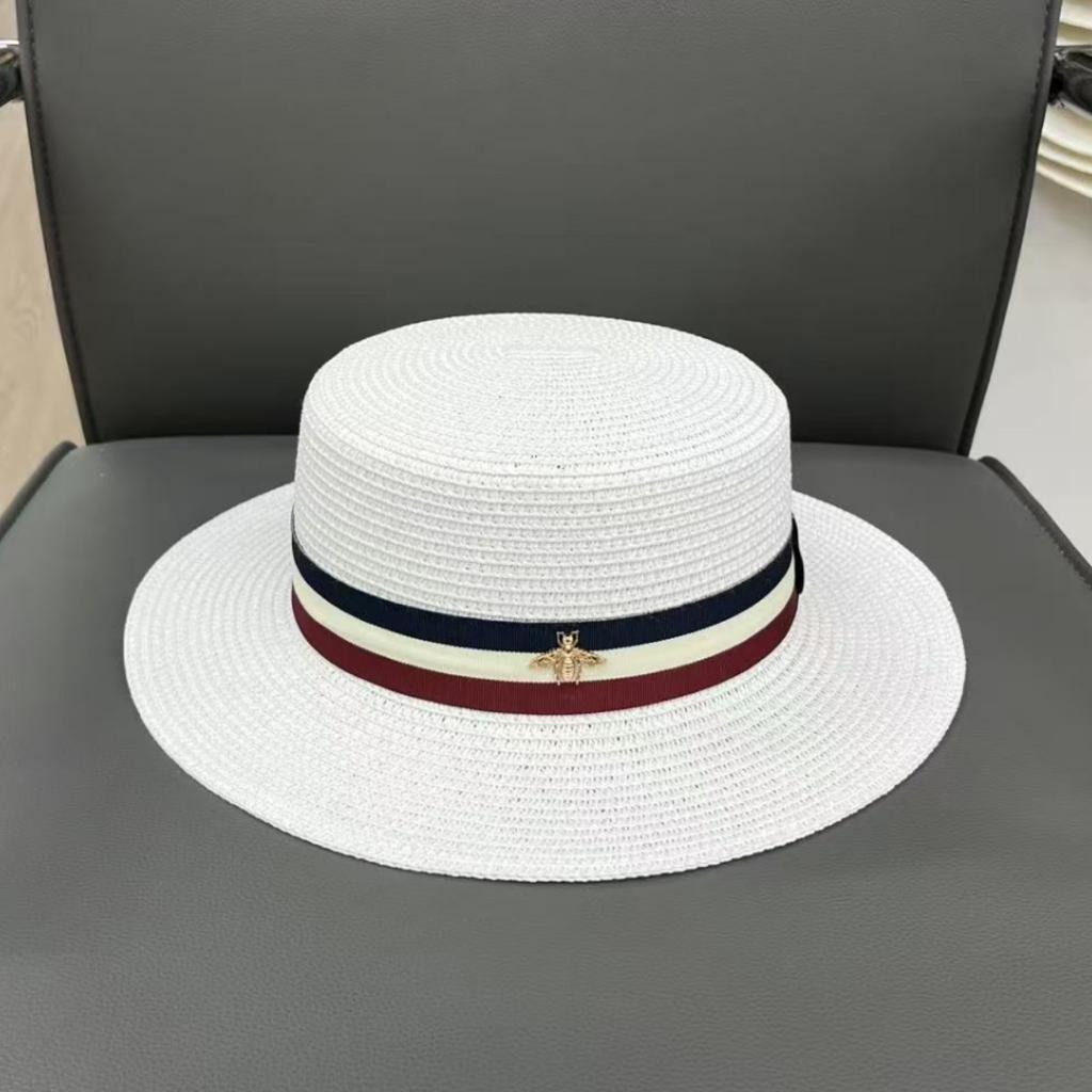 French European style little bee straw hat top hat casual versatile beach men and women summer sun hat shade