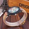 Classic Leather Watch With Wooden Grain Dial For Casual Women Men