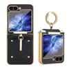 Glitter Diamond Rings Leather Plating Phone Case for Samsung Z Flip 6 5 4 3 Flip6 Flip5 Shockproof Protective Back Cover