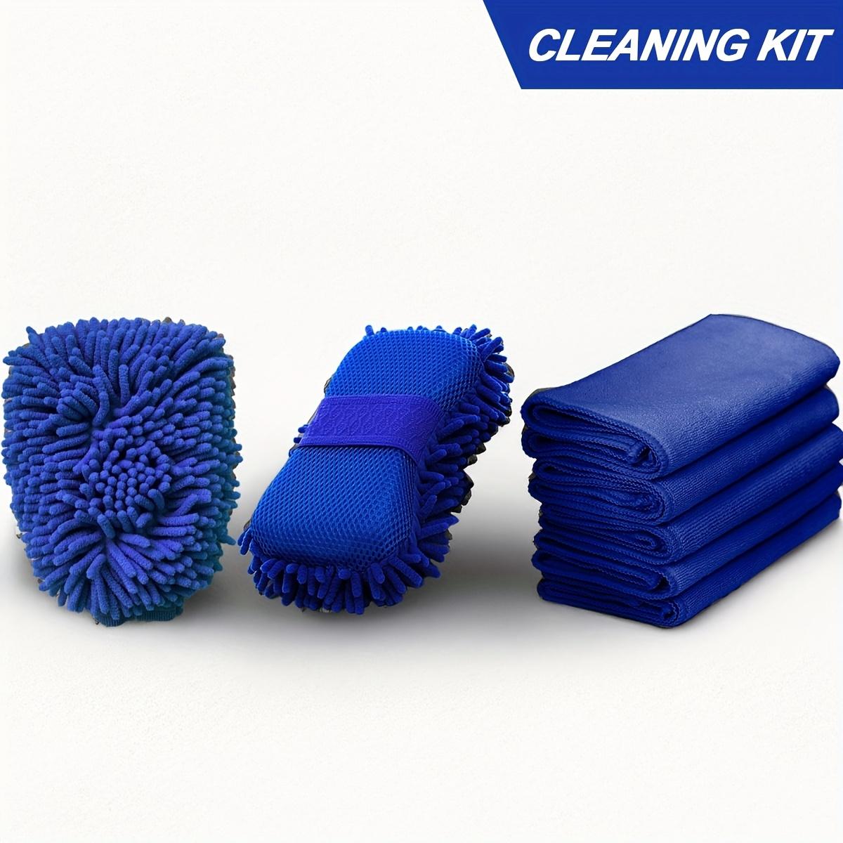 

7-piece towel set] Super absorbent cleaning set towel set, used for car details/home cleaning/kitchen grease -1 microfiber and c Superfine Fiber синій