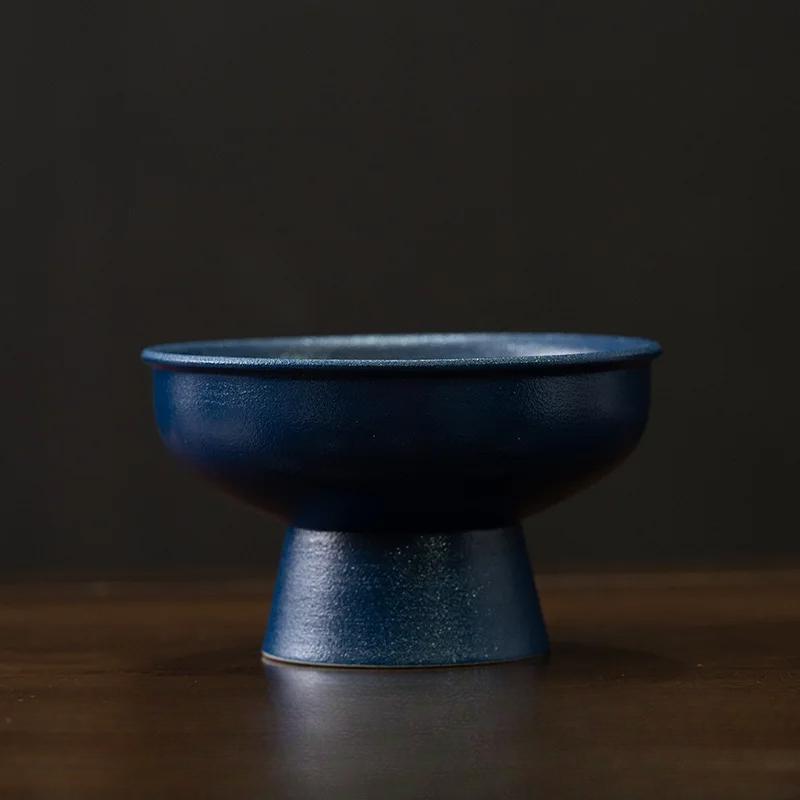 

Бытовая тарелка для закусок, высокая фруктовая тарелка, маленькая тарелка Zen, японская десертная чаша для сухофруктов, керамический поднос, сервировочная тарелка 7.5X13.2CM