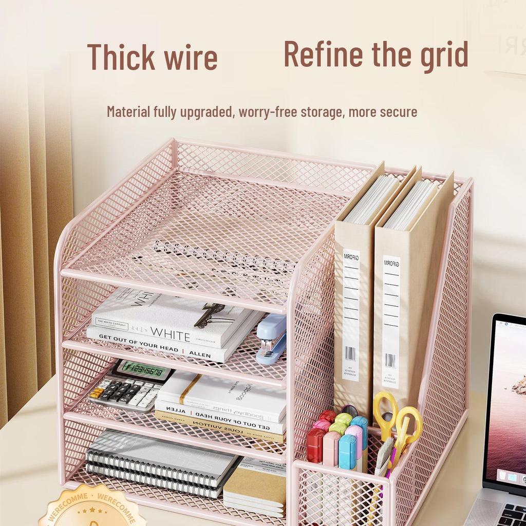 Desktop Metal File Organizer: Office Supplies Storage Rack and Data Archive Solution