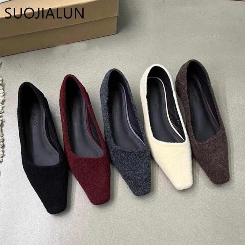 Fashion SUOJIALUN Spring New Brand Women Pumps Shoes Fashhion Shallow Slip On Ladies Elegant Boat Shoes Square Low Heel Single Shoes