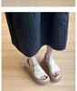 Super soft lambskin~ retro casual heightening platform sandals women's summer skirt beautiful versatile soft-soled Roman shoes