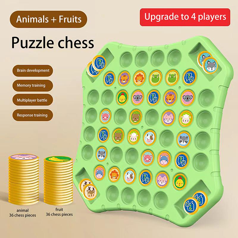 Animal Flip Chess Memory Game Board Set - Fun Social Table Game for Children & Adults Interactive Parent-Child Family Party Toy