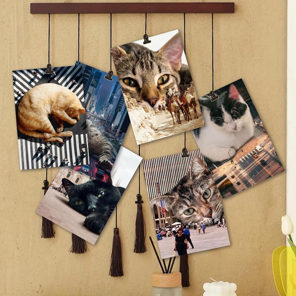 32pcs, City Giant Cat Postcard, Famous Landmark, Birthday/Anniversary Gift, Collectible, Suitable for Gift Giving, Mailable.