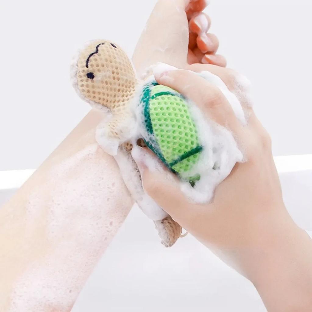 1pc Double-sided Turtle Bath Sponge Ball Cute Reusable Exfoliating Body Scrubber Portable Shower Deep Cleansing Bathing Tool HOT