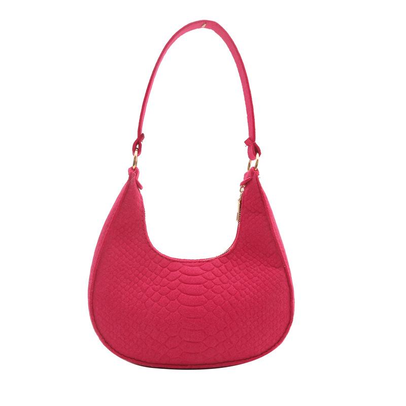 

Женские сумки, сумки подмышки, сумки через плечо, модные портативные сумки в форме полумесяца, универсальные сумки из фетра роза розовый