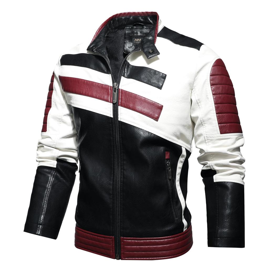 CHEST 5XL Retro Multi-pocket Zipper Leather Jacket Men's Lapel Jacket 2026 Slim Men's Soft Leather Jacket Stand Collar Tops