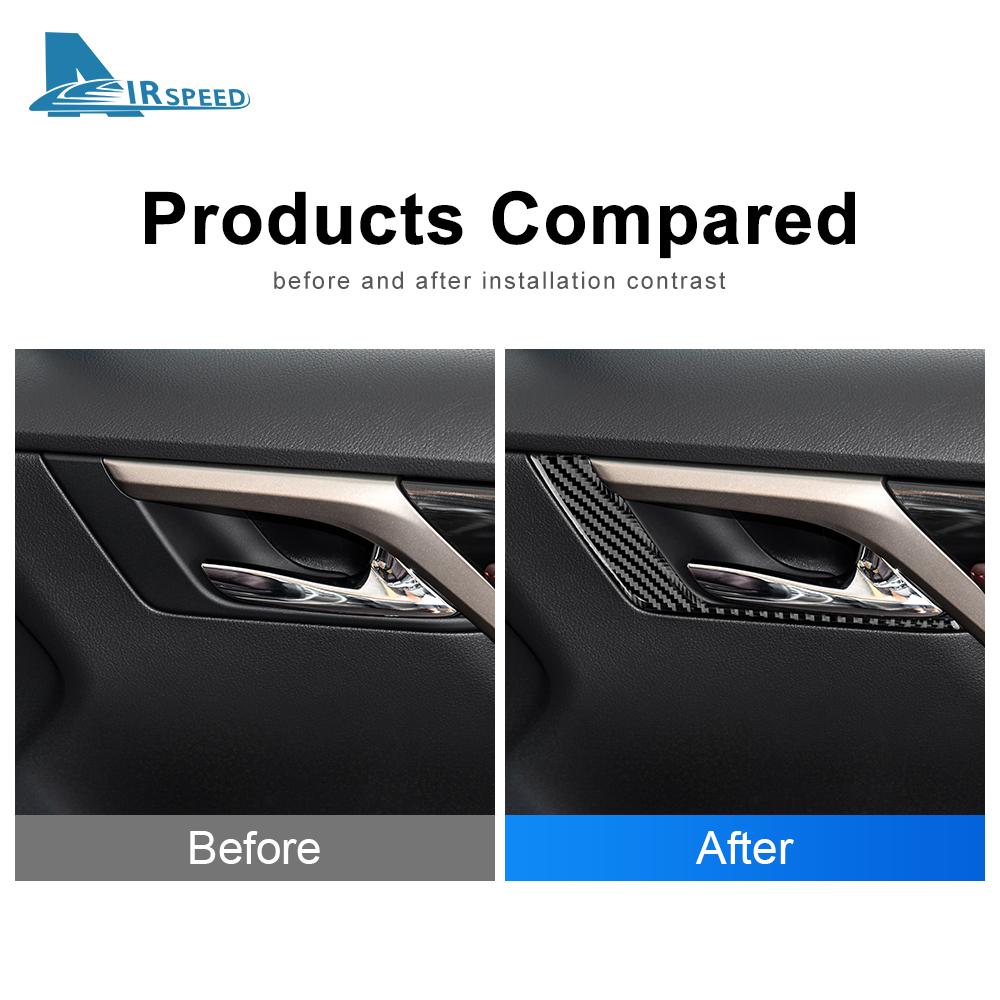 AIRSPEED Interior Trim For Lexus RX350 RXH450 2016- Car Front Door Handle Real Carbon Fiber For LHD Stickers