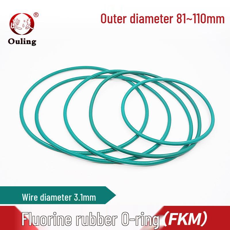 FKM O-ring, Green, OD: 81-110mm, Thickness: 3.1mm Outer Diameter 80*3.1mm (1 piece) Green FKM O-ring
