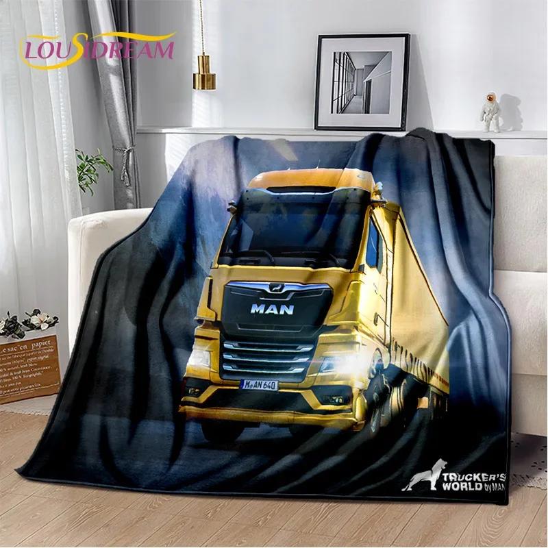 Coperta morbida in flanella 3D con motivo Camion per Letti Camera da letto Divano Picnic, Coperta da lancio per Coprire Tempo libero all'aperto Riposo Regalo