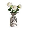European Ceramic Silver Vase Pleated Bunched Mouth Hydroponic Flower Ware Living Room Dining Table Floral Vase Wedding Ornament