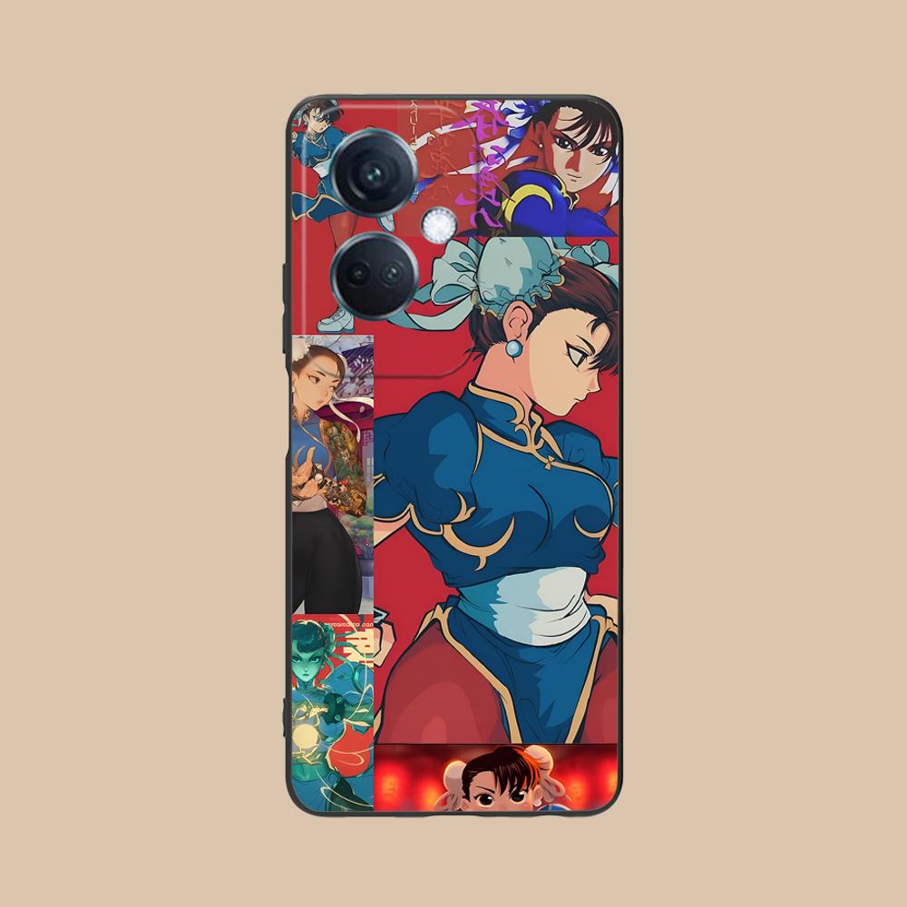 Street Fighter Chunli Phone Case for OPPO Reno 14 13 12 11 10 9 8 7 6 5 F T Pro 5G Colorful Printing Cover Cover Pretty Luxury