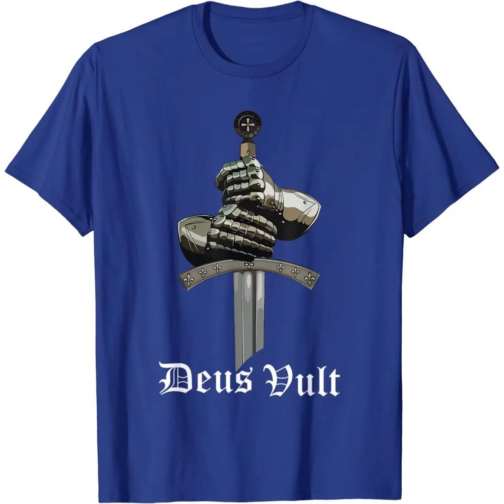 Deus Vult - Catholic Crusader Knights Templar Armor T-Shirt 100% Cotton O-Neck Short Sleeve Casual Mens T-shirt Size S-3XL