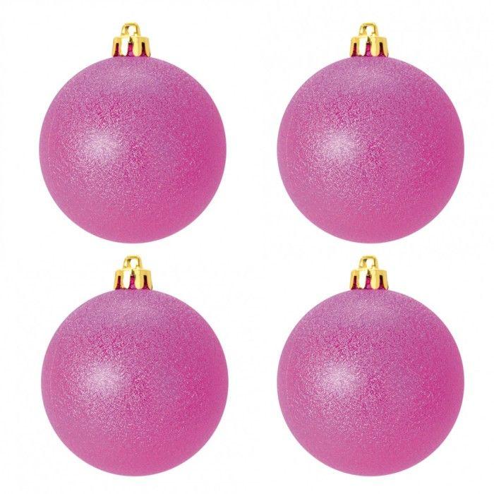Set de 4 boules roses 8 cm