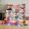 1pc dessert cake Outdoor Flannel Blanket Soft Warm All-Season Throw for Sofa Bed Car Camping Office, Cozy Gift Idea1238S