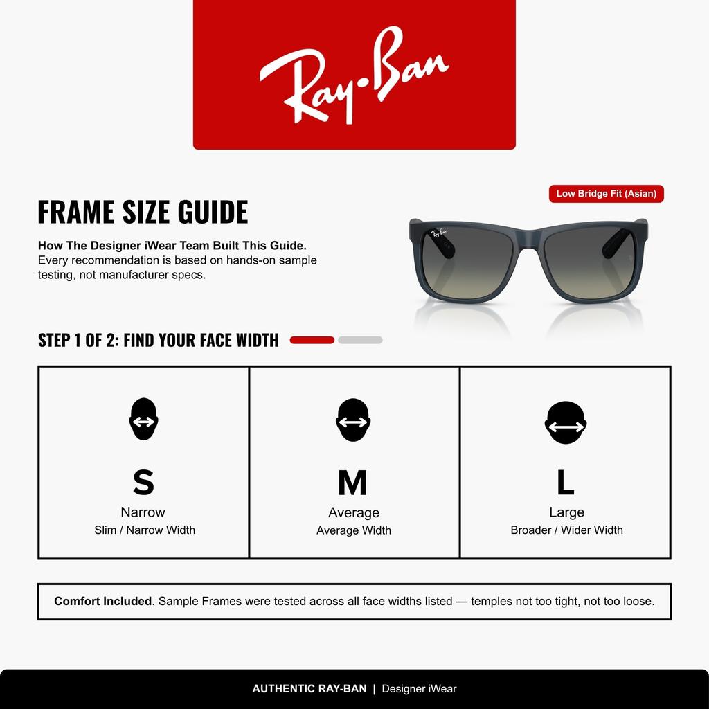 Sunglasses 0RB4165F JUSTIN RUBBER BLUE GRADIENT GREY 68131155 Asian Fit Polarized [Ray-Ban] (Blue/Grey)
