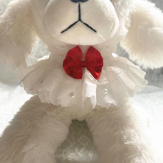 Pet Collar Elegant Decorative Lightweight Kawaii Dog Lace Bib with Red Tie