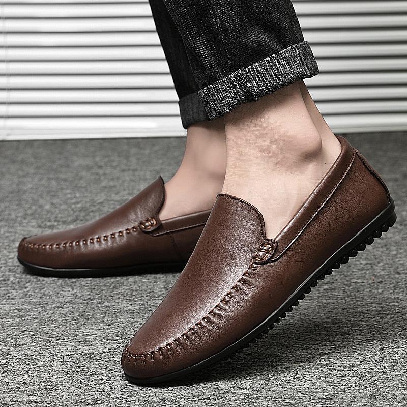 Men Summer Shoes Genuine Leather Handmade  Casual Shoes Man Comfortable Moccasins Breathable Mens Loafers Luxury Shoes Designers