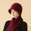 25 Autumn And Winter Warm Rabbit Fur Hat Women'S Middle-Aged And Elderly Cold-Proof Ear Protection Hat Fashionable Versatile Knitted Hat Big
