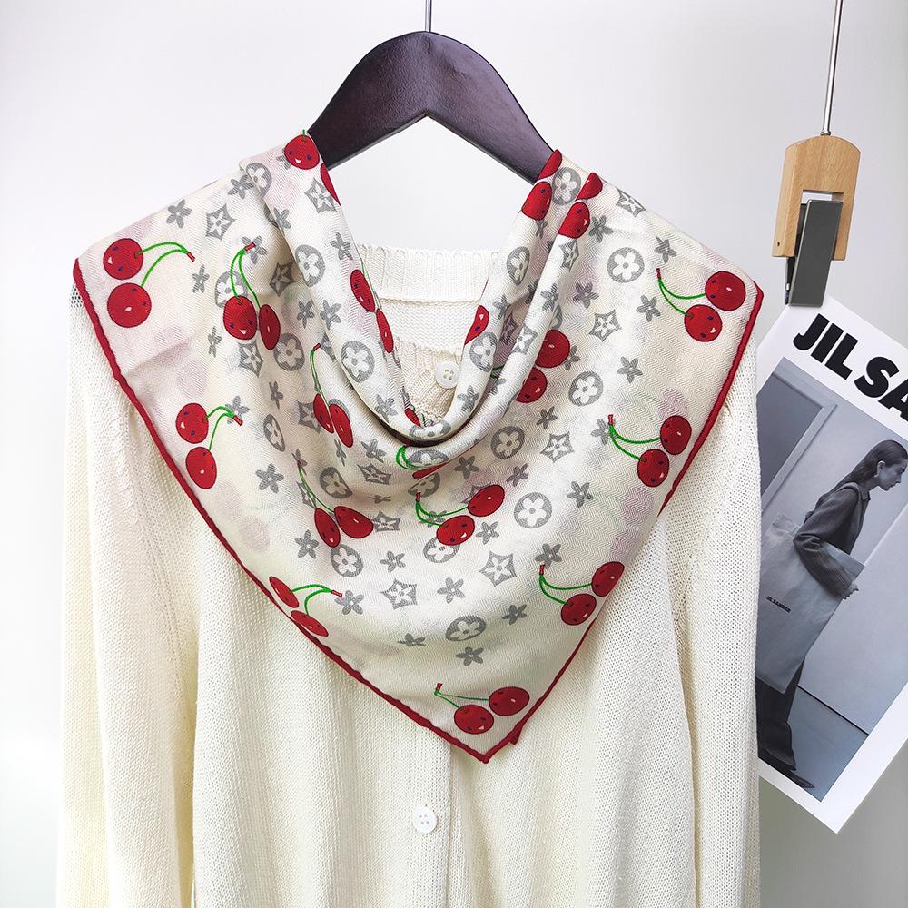 Cherry Girl Autumn/Winter Korean Style Real Silk & Wool Scarf - Warm Medium Square Shawl