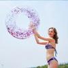 Transparent Sparkle Swim Tube with Sequins, Summer Beach Party Floatie for Water Play