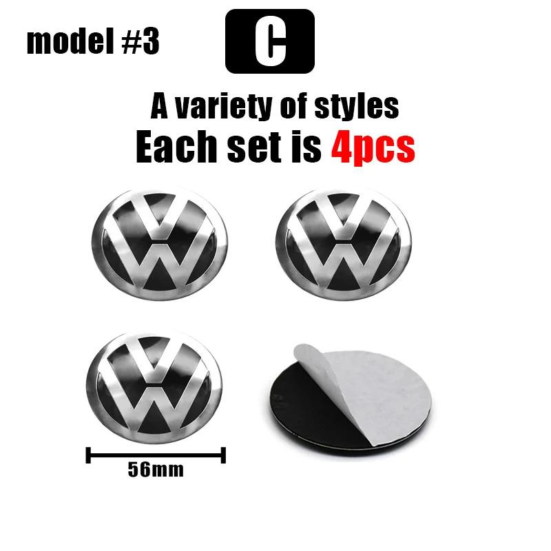 For VW VOLKSWAGEN New 4Pcs VW Hub Caps 56mm 60mm Car Wheel Center Wheel Caps Stickers For Volkswagen R Golf 4 Motion GTI Polo To
