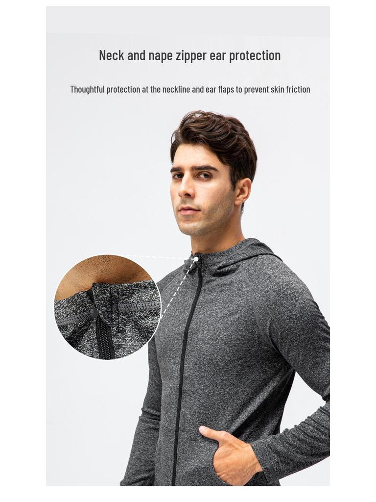 Men's Quick-Dry Long Sleeve Sports Hoodie for Running & Training - Autumn/Winter