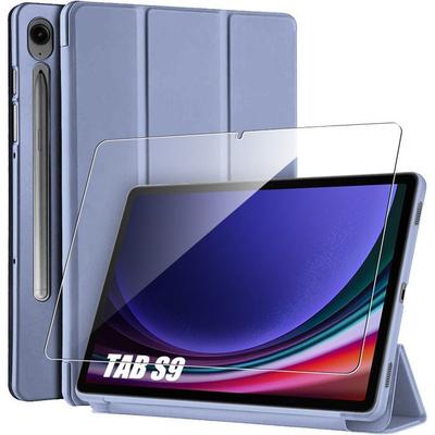 Schutzhülle + Schutzglas -EFCONNECTION- für Samsung Galaxy Tab S9 - Schlanker Schutz - Standfunktion - Lila