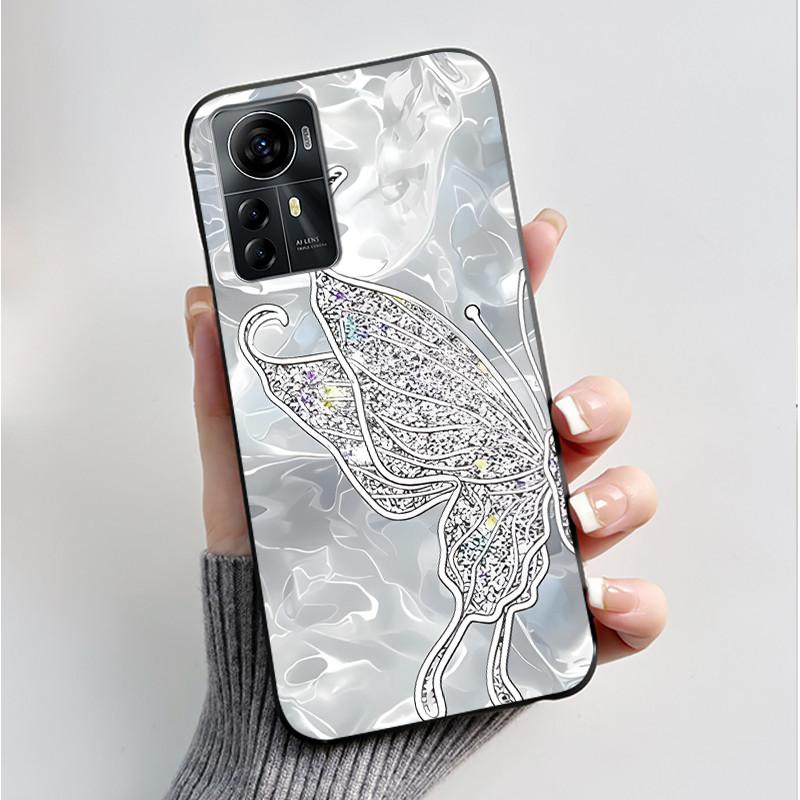 Für ZTE Blade A72S A7050 Hülle Für ZTE Blade V41 Smart Cover Luxus Mode Schmetterling Blume Silikon Weich Schwarz TPU Stoßfänger Schale