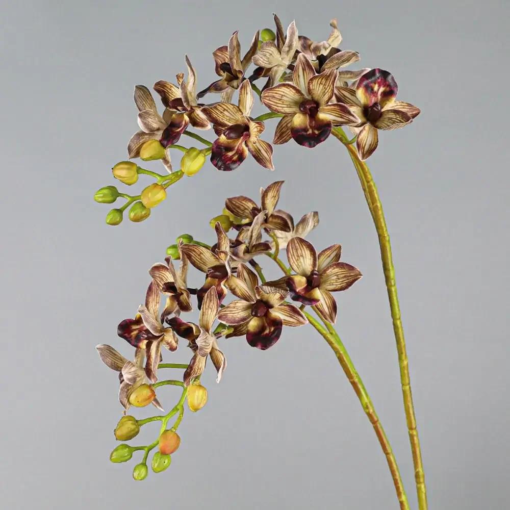 2 Fork Artificial Phalaenopsis Branches Real Touch Handmade Fake Flowers Realistic Artificial Butterfly Orchid Flower