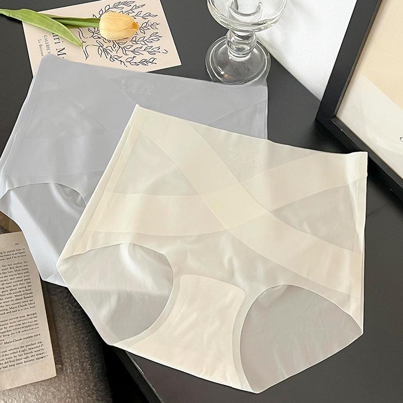 

Безшовні Невидимі Трусики Великого Розміру для Жінок Ультратонкі з Високою Посадкою з Льодяного Шовку Трусики для Підтяжки Животика Охолоджуючі Дихаючі Трусики-Маска M/L білий