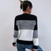 Damen Farbblock Pullover Strickpullover Lässiger Fauler Stil Vielseitiges Tägliches Oberteil