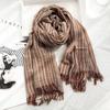 Autumn and Winter Striped Cotton and Linen Scarves for Women Classic Cotton and Linen Casual Silk Scarves for Men  New Pleated Literary Retro Shawls