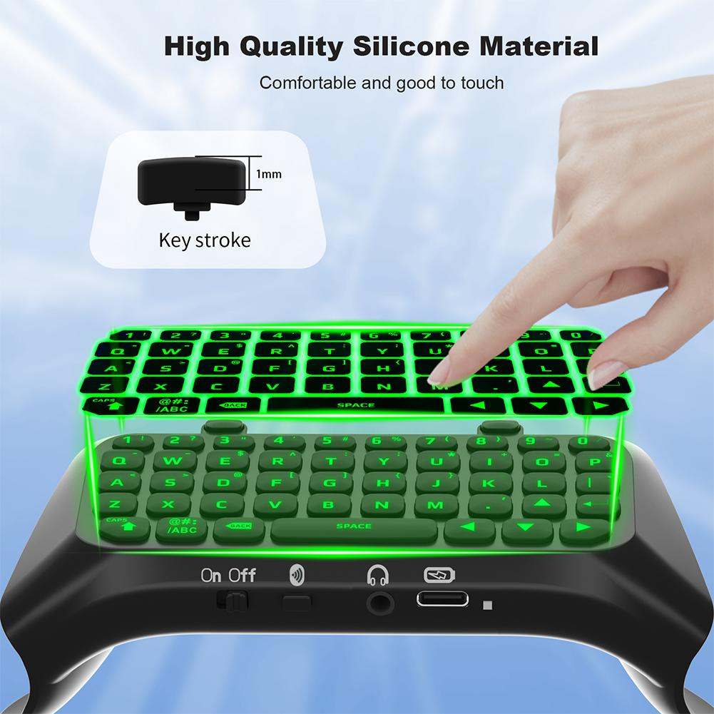 Controller Keyboard Bluetooth-Compatible External Keyboard Green Backlight Built-in Speaker for PS5 Elite Handle