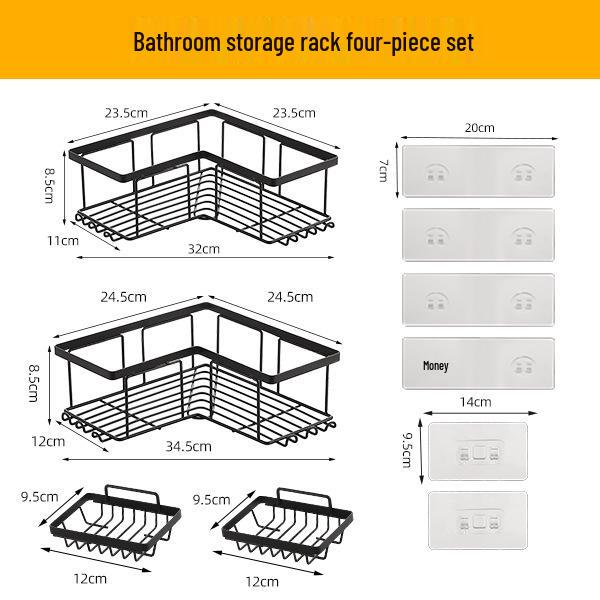 Punch-Free Wrought Iron Triangle Corner Bathroom Shelf