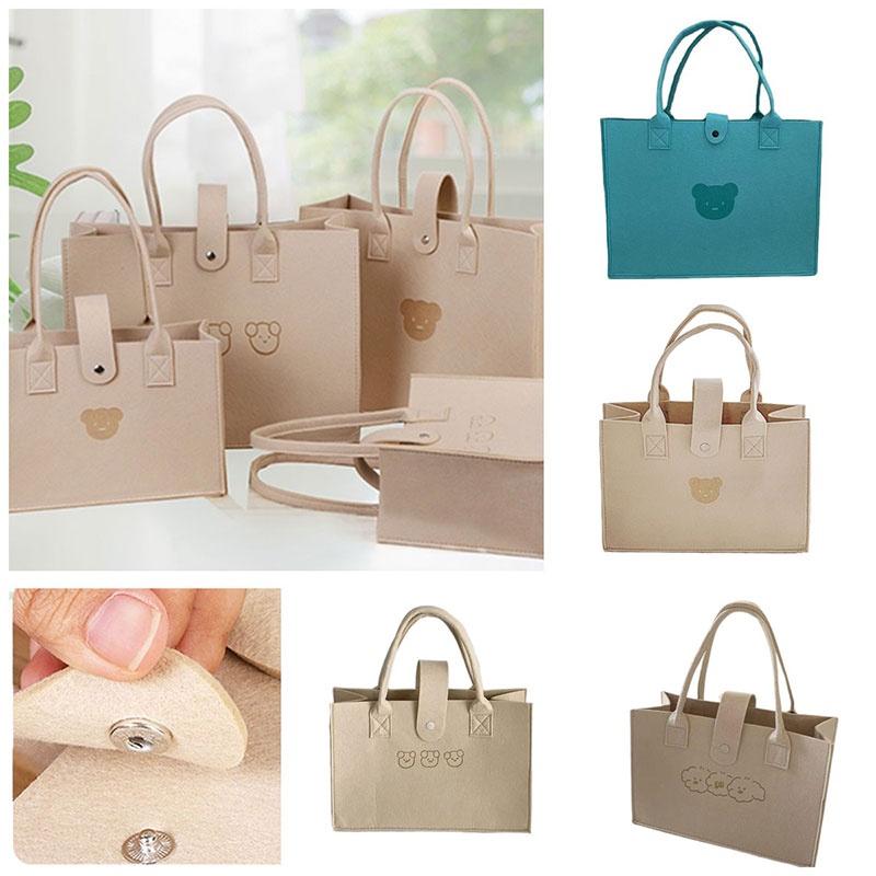 New Trendy Felt Bear Tote Bag Large Capacity And Minimalistic Design