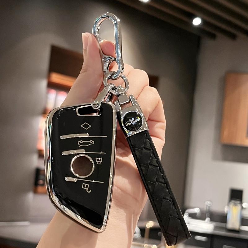 Car Key Case Cover Key Holder with Leather Keychain for BMW X1 X2 X3 X4 X5 Key Cover BM 1 Series 2 3 4 5 6 7 Series