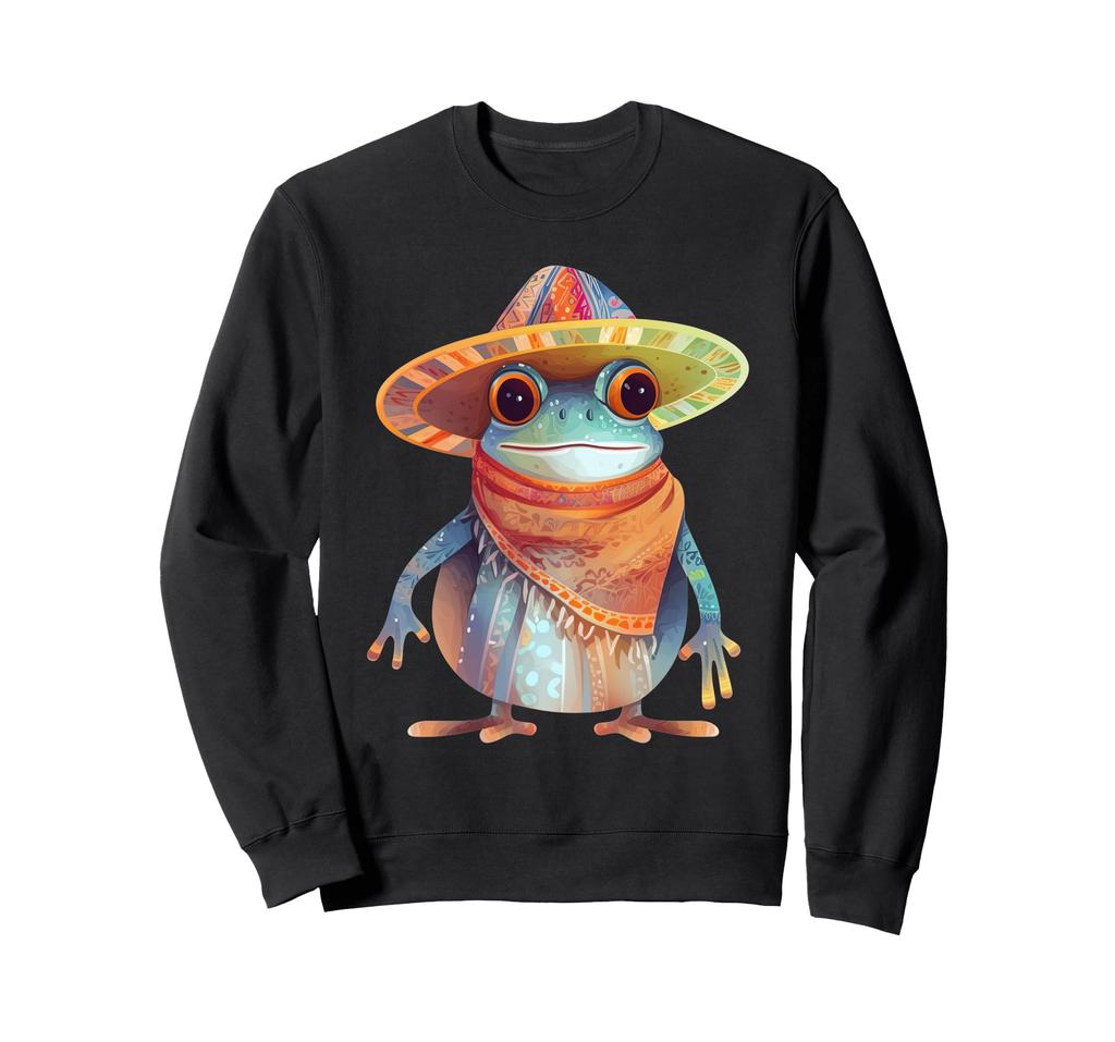 Mexican Frog Toad Cinco de Mayo Sombrero and Poncho Sweatshirt