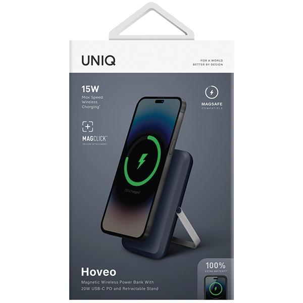 UNIQ Powerbank Hoveo 5000mAh USB-C 20WPD Fast Charge Wireless Magnetic Blue/storm Blue