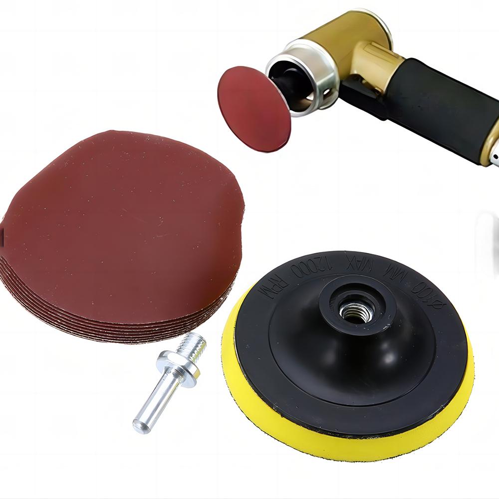 4 Inch Sanding Disc 100mm Hook & Loop Sand Paper 1000 Grit Backing Pad M10 M14 Drill Adaptor 12 PCS Set Polishing Abrasive Tools