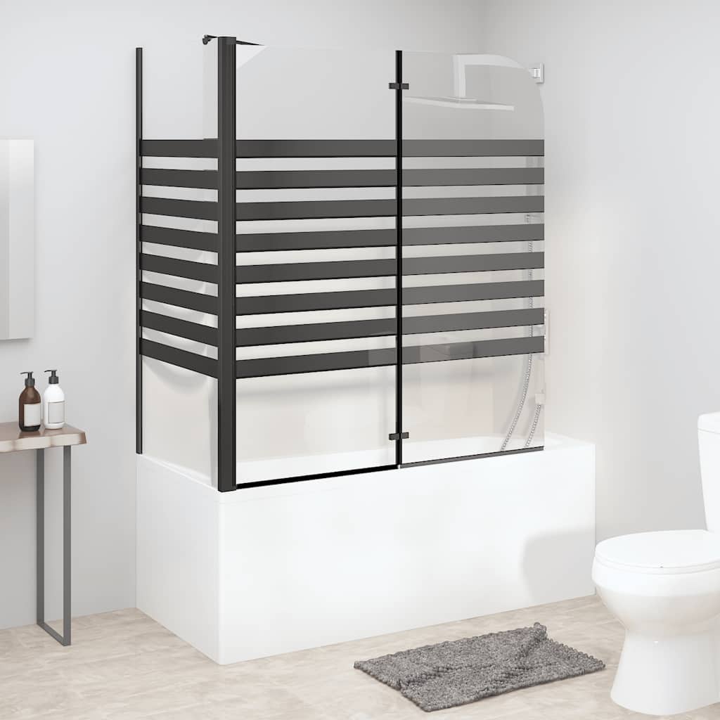 Vidaxl Striped Bathtub Screen, 120X68X130 Cm, Tempered Glass